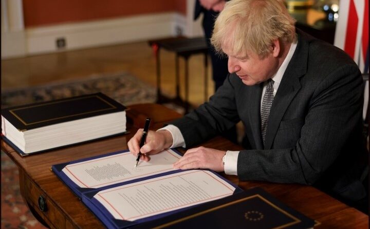 Britain Prime Minister Boris Johnson signs historic Brexit agreement